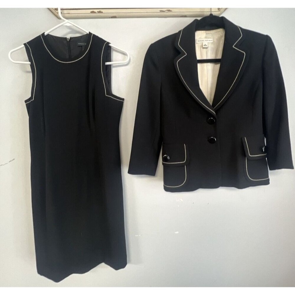 Banana Republic Wool Black Dress Size 2 & Jacket Blazer Size 4 Set